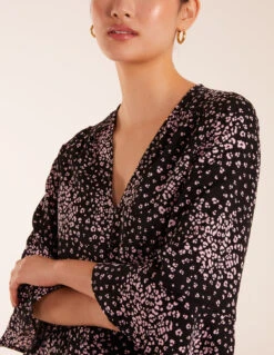 Button Front V Neck Flounce Blouse -Repertoire Fashion Store BV245029003 127636