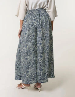 Embellished Waist Wide Leg Trousers(Navy Embellished Waist Wide Leg Trousers) -Repertoire Fashion Store BV245202 NAVY 16915