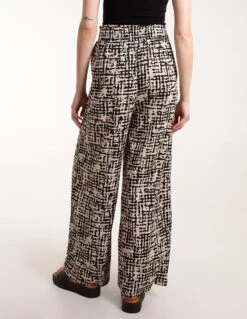 Shirred Waistband Wide Leg Trouser -Repertoire Fashion Store BV245214 BLACK 0349