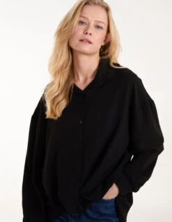 Twist Front Shirt(Twist Front Shirt) -Repertoire Fashion Store BV245408 BLACK 0104