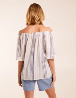 Bardot Top With Stripe 7 Bardot Top With Stripe -Repertoire Fashion Store BV245418 BLUE 12718