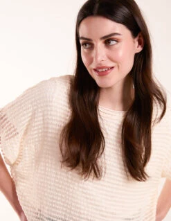 Crochet Batwing Oversized Top(Cream Crochet Batwing Oversized Top) -Repertoire Fashion Store BV245430013 129598