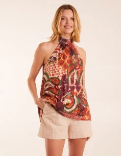 Paisley Halter Neck Top(Paisley Halter Neck Top)