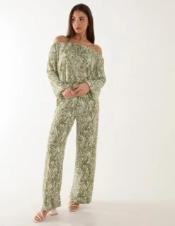 Off The Shoulder Top And Wide Leg Trousers Set(Green Off The Shoulder Top And Wide Leg Trousers Set) 6 Off The Shoulder Top And Wide Leg Trousers Set(Green Off The Shoulder Top And Wide Leg Trousers Set) -Repertoire Fashion Store BV245863023 130659