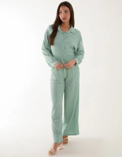 Waffle Shirt & Trousers Set(Mint Waffle Shirt Trousers Set)