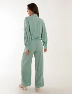Waffle Shirt & Trousers Set(Mint Waffle Shirt Trousers Set) -Repertoire Fashion Store BV245867099 132455