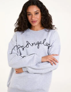 Los Angeles Slogan Sweatshirt(Los Angeles Slogan Sweatshirt) -Repertoire Fashion Store BV246415 GREYMELANGE 11564