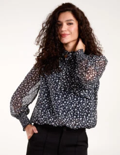 Pussy Bow Blouse(Navy Pussy Bow Blouse)