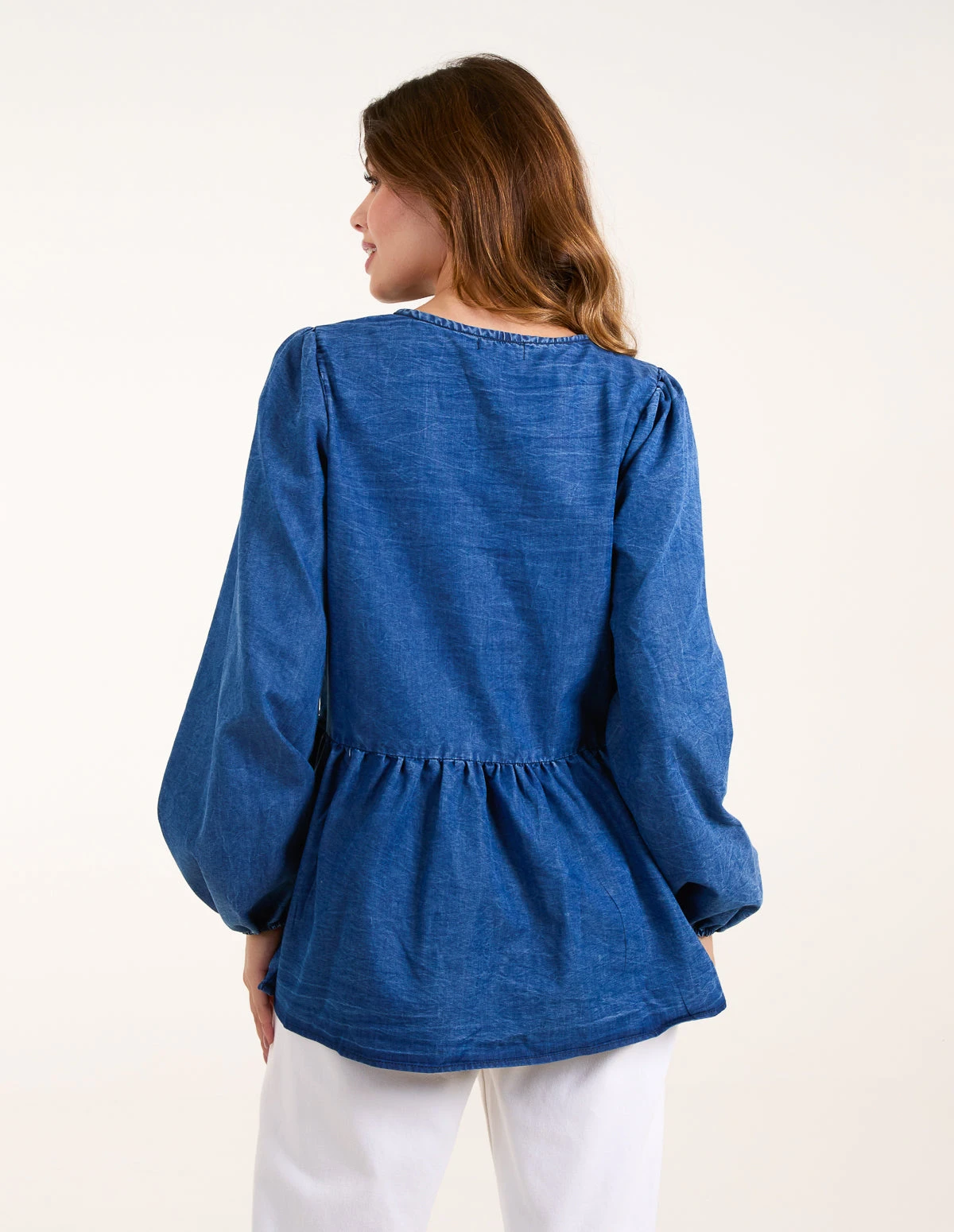 Tie Front Chambray Blouse(Tie Front Chambray Blouse) 4 Tie Front Chambray Blouse(Tie Front Chambray Blouse) - Image 4