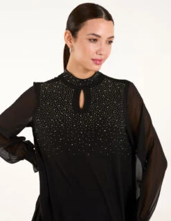 Rhinestone High Neck Top(Rhinestone High Neck Top) -Repertoire Fashion Store BV246420 black