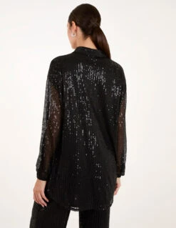 Sequin Shirt(Black Sequin Shirt) -Repertoire Fashion Store BV246422 BLACK 0363