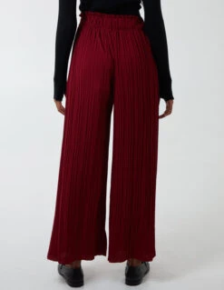 Wide Leg Pleated Trousers(Light Burgundy Wide Leg Pleated Trousers) -Repertoire Fashion Store BV2473 LIGHTBURGUNDY 146