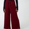 Wide Leg Pleated Trousers(Light Burgundy Wide Leg Pleated Trousers)