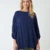 Double Twist Oversize Turn Back Sleeve Top