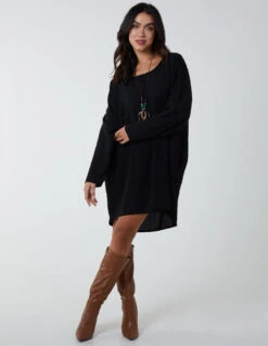 Necklace Side Pocket Tunic(Black Necklace Side Pocket Tunic) -Repertoire Fashion Store BV2550 BLACK 2