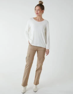 Basic Soft V Neck Jumper(Ivory Basic Soft V Neck Jumper) -Repertoire Fashion Store BV2551 IVORY 3240