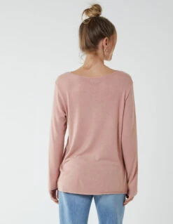 Basic Soft V Neck Jumper(Pink Basic Soft V Neck Jumper) -Repertoire Fashion Store BV2551 PINK 3338