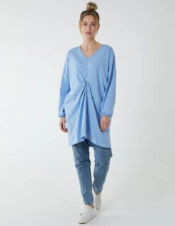 Twist Front Cotton Tunic With Side Pocket