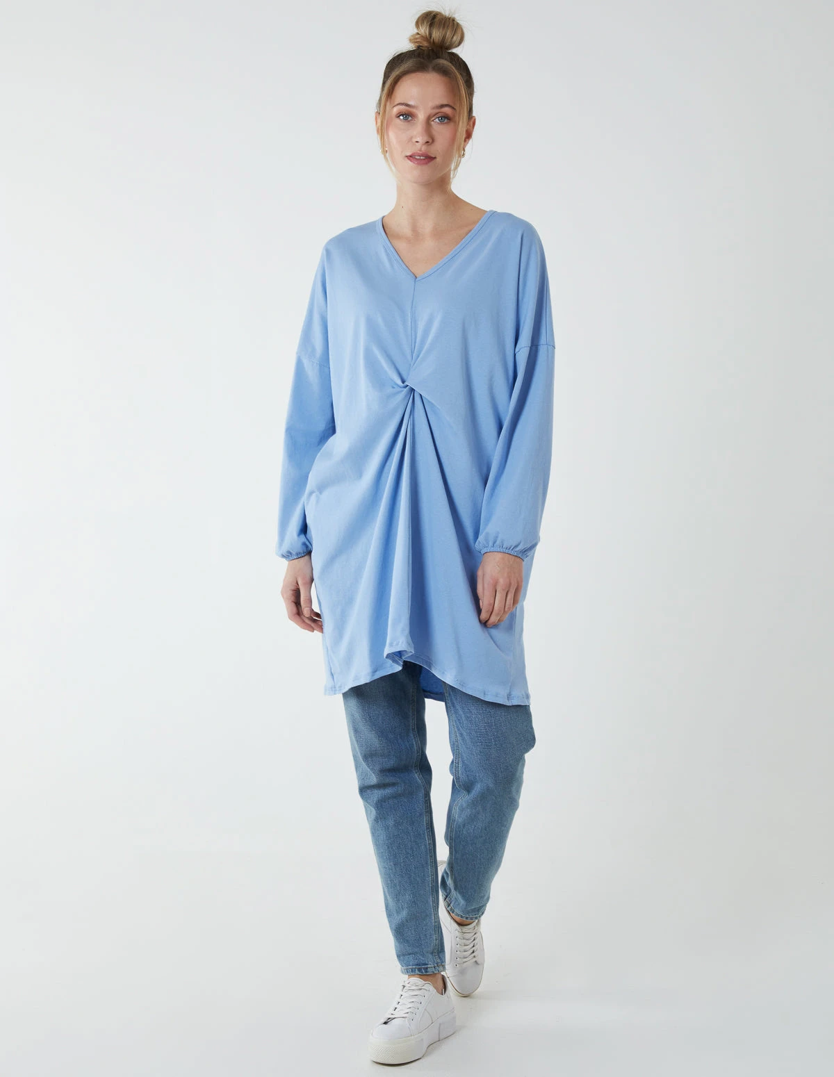 Twist Front Cotton Tunic With Side Pocket 1 Twist Front Cotton Tunic With Side Pocket