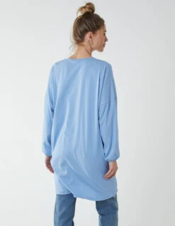 Twist Front Cotton Tunic With Side Pocket 7 Twist Front Cotton Tunic With Side Pocket -Repertoire Fashion Store BV2561 BLUE 3220 2