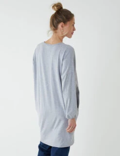 Twist Front Cotton Tunic With Side Pocket(Grey Twist Front Cotton Tunic With Side Pocket 1) -Repertoire Fashion Store BV2561 GREY 3595