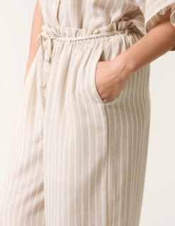 Paperbag Waist Pinstripe Trouser(Beige Paperbag Waist Pinstripe Trouser) -Repertoire Fashion Store BV257235 stone 0023