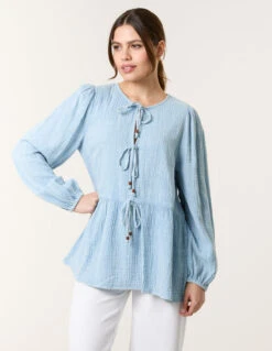 Washed Tie Front Top(Washed Tie Front Top)