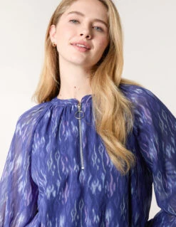 Half Zip Puffball Blouse(Half Zip Puffball Blouse) -Repertoire Fashion Store BV257408008 145002