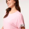 Sequin Trim Oversized Top(Pink Sequin Trim Oversized Top)