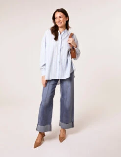 Oversized Shirt(Light Denim Oversized Shirt) -Repertoire Fashion Store BV257421 LIGHTBLUE 37053