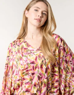 Printed V Neck Puffball Top(Printed V Neck Puffball Top) -Repertoire Fashion Store BV257428063 145091