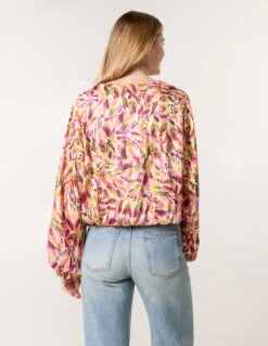 Printed V Neck Puffball Top(Printed V Neck Puffball Top) -Repertoire Fashion Store BV257428063 145092