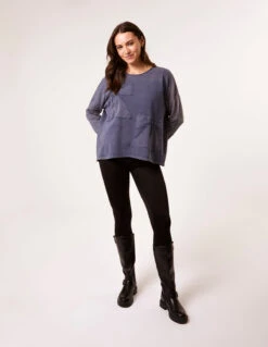 Bow Sweatshirt(Denim Bow Sweatshirt) -Repertoire Fashion Store BV257432 DENIM 35845