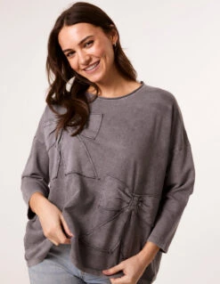 Bow Sweatshirt(Grey Bow Sweatshirt) 6 Bow Sweatshirt(Grey Bow Sweatshirt) -Repertoire Fashion Store BV257432 GREY 35922