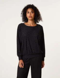 Rhinestone Batwing Top(Black Rhinestone Batwing Top)