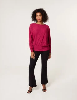 Rhinestone Batwing Top(Wine Rhinestone Batwing Top) -Repertoire Fashion Store BV258426 WINE 27986