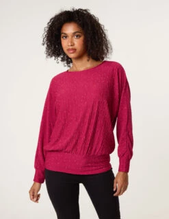 Rhinestone Batwing Top(Wine Rhinestone Batwing Top)