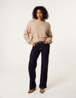 Round Neck Sequin Detailed Jumper(Beige Round Neck Sequin Detailed Jumper) -Repertoire Fashion Store BV258506 BEIGE 27694