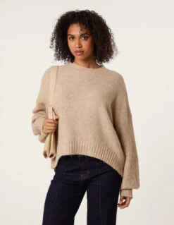Round Neck Sequin Detailed Jumper(Beige Round Neck Sequin Detailed Jumper)