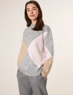 Argyle Knitted Crew Neck Jumper(Argyle Knitted Crew Neck Jumper)