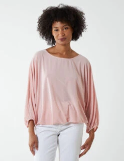 Batwing Necklace Elasticated Hem Top