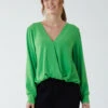 Crossover Woven Plain Blouse -Repertoire Fashion Store BV2623 GREEN 8784
