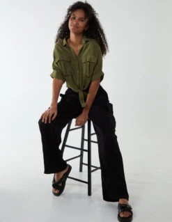 Wide Leg Cargo Trousers(Black Wide Leg Cargo Trousers)