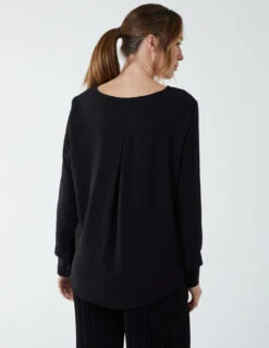 Crossover Woven Plain Blouse(Black Crossover Woven Plain Blouse) 7 Crossover Woven Plain Blouse(Black Crossover Woven Plain Blouse) -Repertoire Fashion Store BV2632 BLACK 8762