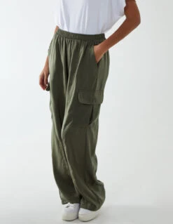 Wide Leg Cargo Trousers(Khaki Wide Leg Cargo Trousers) -Repertoire Fashion Store BV2632 KHAKI 69