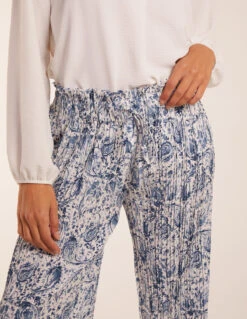 Paisley Wide Leg Culotte Trousers -Repertoire Fashion Store BV2664 BLUE 34997