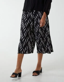 Pleated Abstract Wide Leg Trousers(Pleated Abstract Wide Leg Trousers)