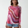 Swirl Stripe Mesh Jumper(Swirl Stripe Mesh Jumper) -Repertoire Fashion Store BV2679 PINK 4748 1