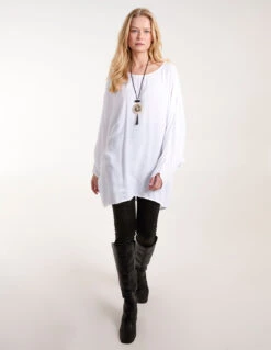Cheesecloth Necklace Top(White Cheesecloth Necklace Top 1) -Repertoire Fashion Store BV2680 WHITE 1791