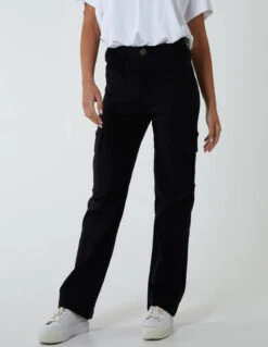 Straight Leg Pocket Detail Cargo Trousers(Black Straight Leg Pocket Detail Cargo Trousers) -Repertoire Fashion Store BV2767 BLACK 0021